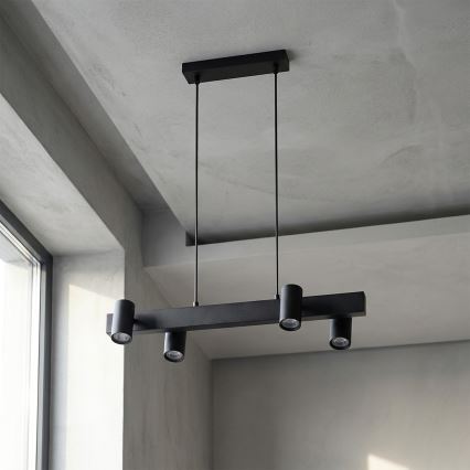 Brilagi - Lustră suspendată pe cablu SELE 4xGU10/30W/230V, neagră