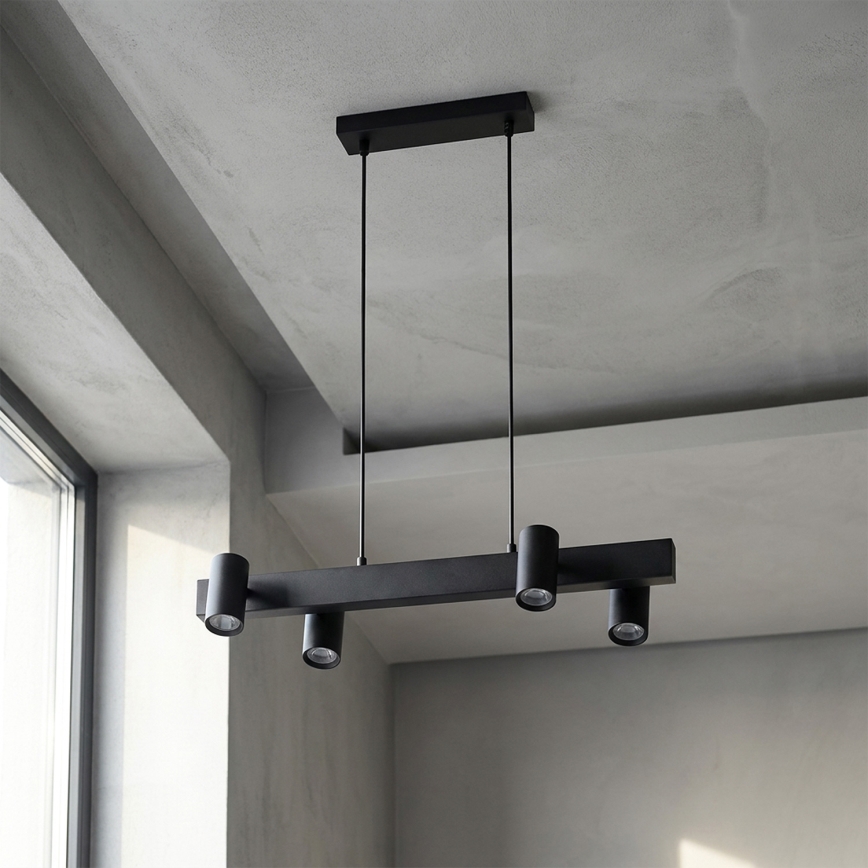 Brilagi - Lustră suspendată pe cablu SELE 4xGU10/30W/230V, neagră
