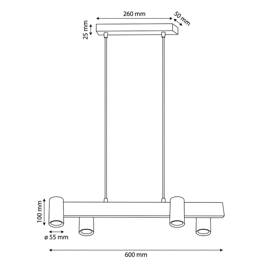 Brilagi - Lustră suspendată pe cablu SELE 4xGU10/30W/230V, neagră