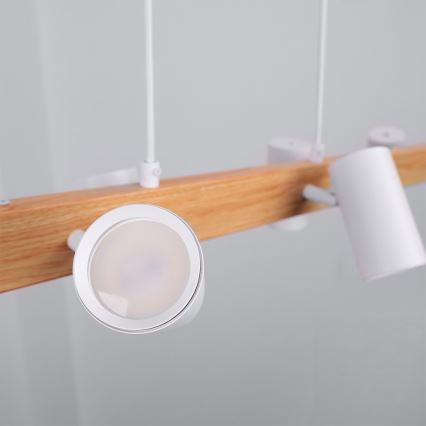 Brilagi - Lustră suspendată pe cablu SELE 6xGU10/30W/230V albă/finisaj stejar