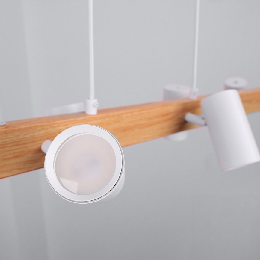 Brilagi - Lustră suspendată pe cablu SELE 6xGU10/30W/230V albă/finisaj stejar
