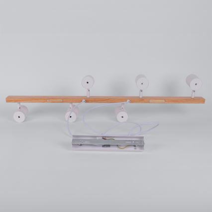 Brilagi - Lustră suspendată pe cablu SELE 6xGU10/30W/230V albă/finisaj stejar