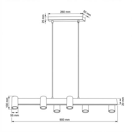Brilagi - Lustră suspendată pe cablu SELE 6xGU10/30W/230V albă/finisaj stejar
