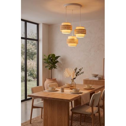 Brilagi - Lustră suspendată pe cablu SPACE 3xE27/60W/230V Ø 40 cm bej/crem