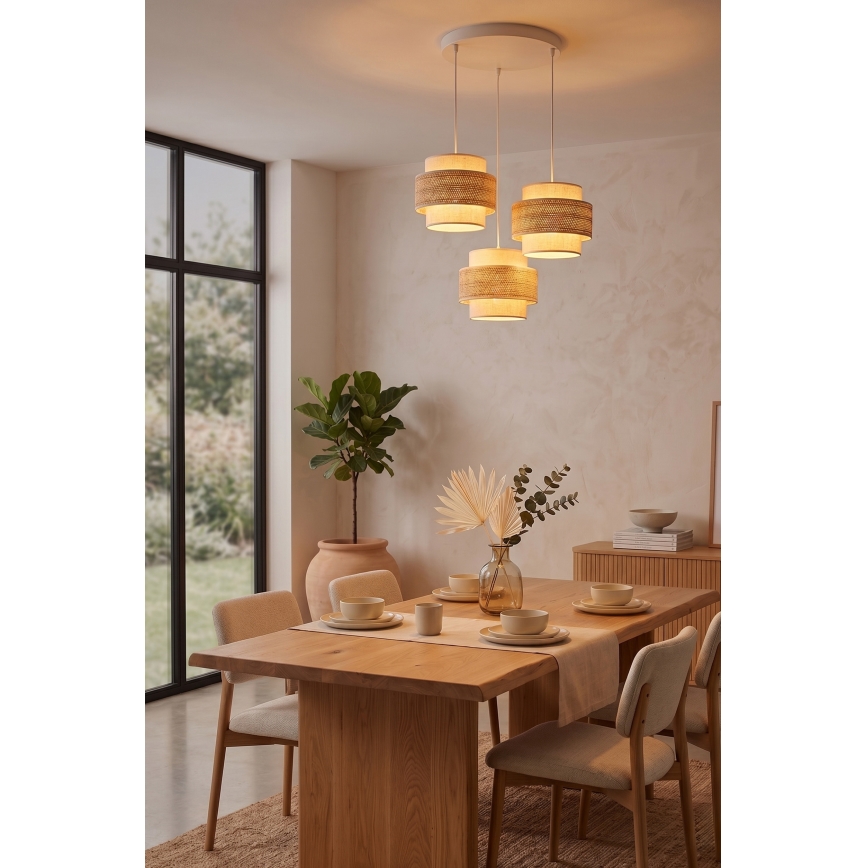 Brilagi - Lustră suspendată pe cablu SPACE 3xE27/60W/230V Ø 40 cm bej/crem