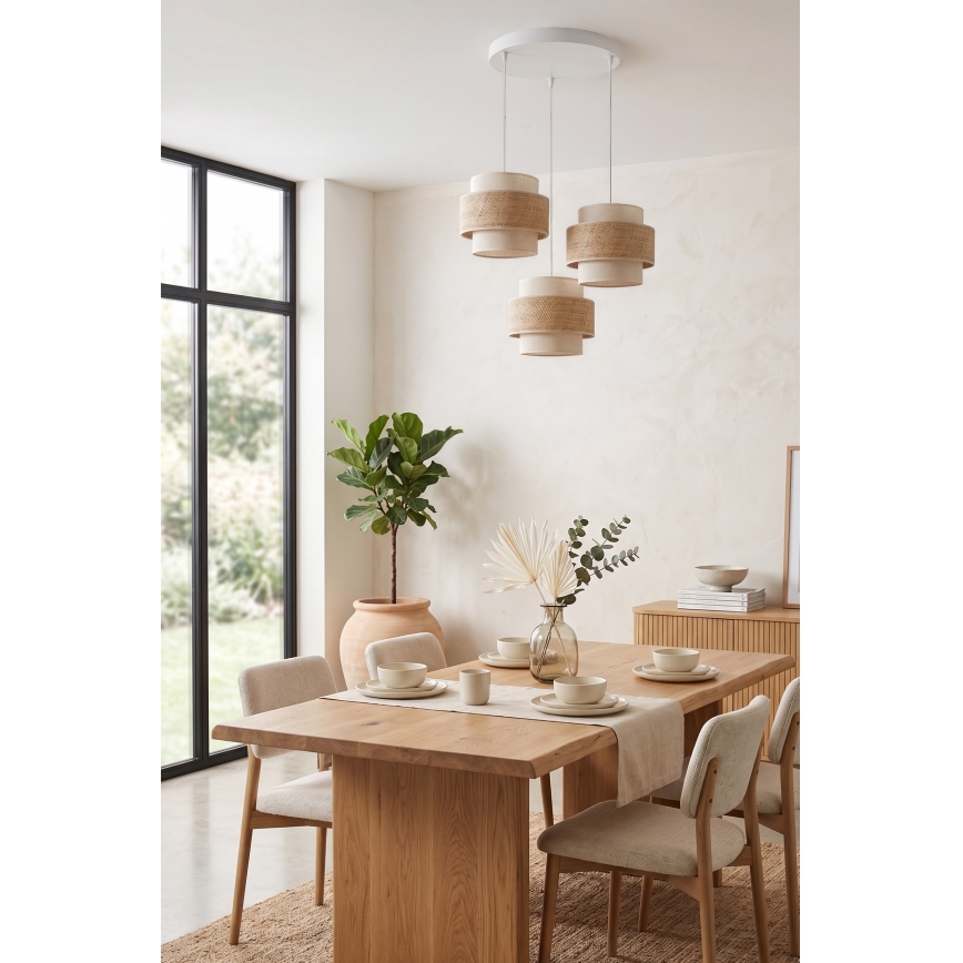 Brilagi - Lustră suspendată pe cablu SPACE 3xE27/60W/230V Ø 40 cm bej/crem