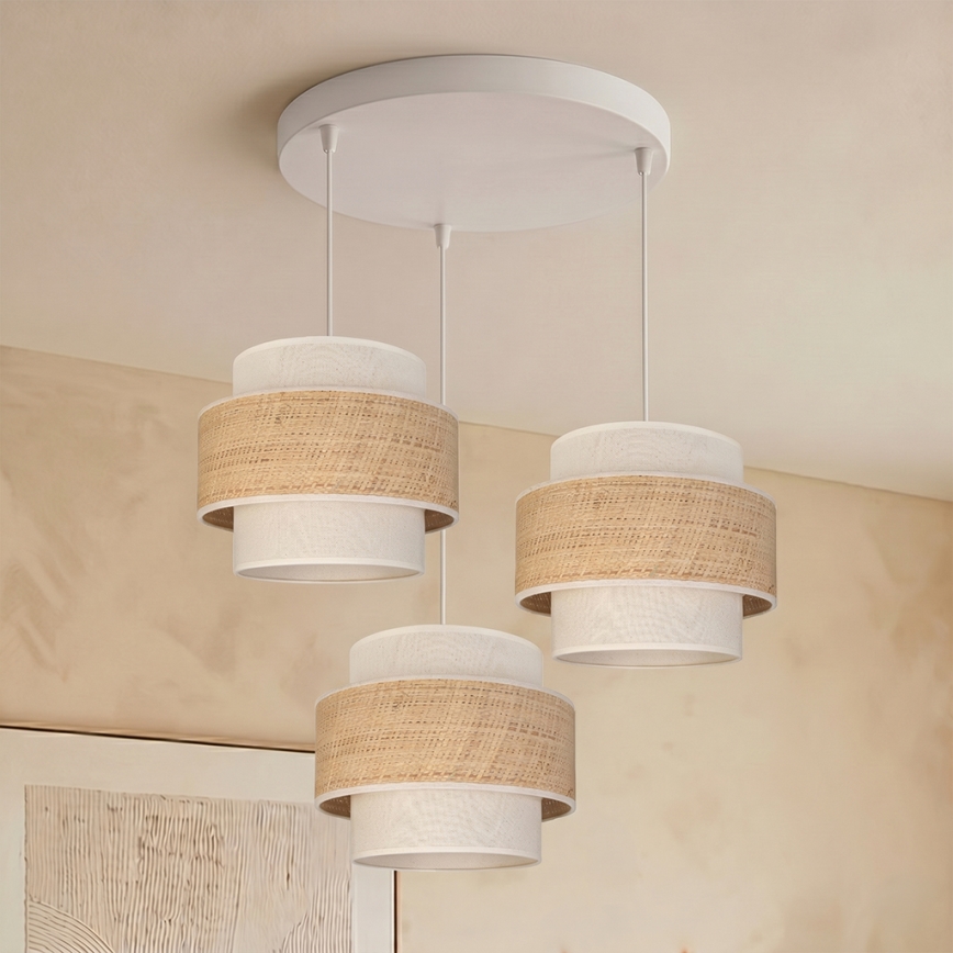 Brilagi - Lustră suspendată pe cablu SPACE 3xE27/60W/230V Ø 40 cm bej/crem