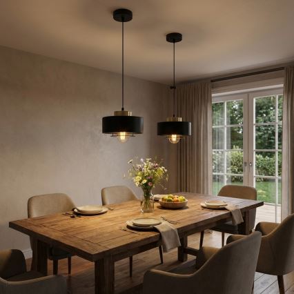 Brilagi - Lustră suspendată pe cablu SPRING 1xE27/60W/230V Ø20 cm negru/auriu