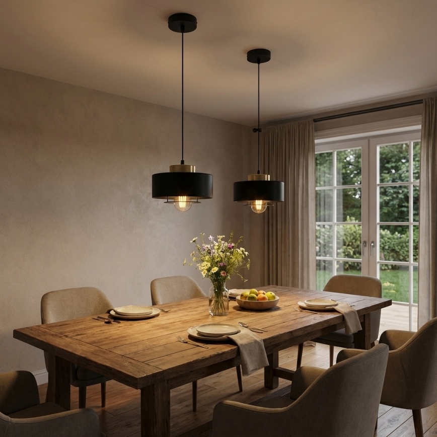 Brilagi - Lustră suspendată pe cablu SPRING 1xE27/60W/230V Ø20 cm negru/auriu