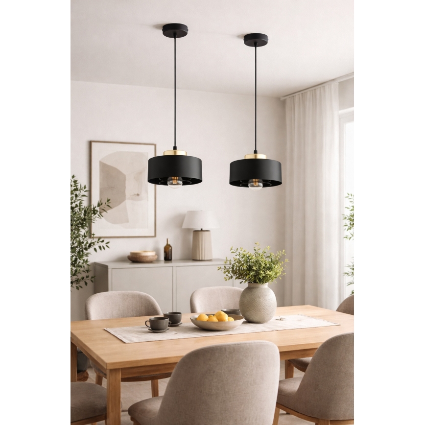 Brilagi - Lustră suspendată pe cablu SPRING 1xE27/60W/230V Ø20 cm negru/auriu