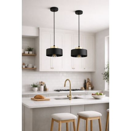 Brilagi - Lustră suspendată pe cablu SPRING 1xE27/60W/230V Ø20 cm negru/auriu
