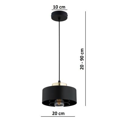 Brilagi - Lustră suspendată pe cablu SPRING 1xE27/60W/230V Ø20 cm negru/auriu