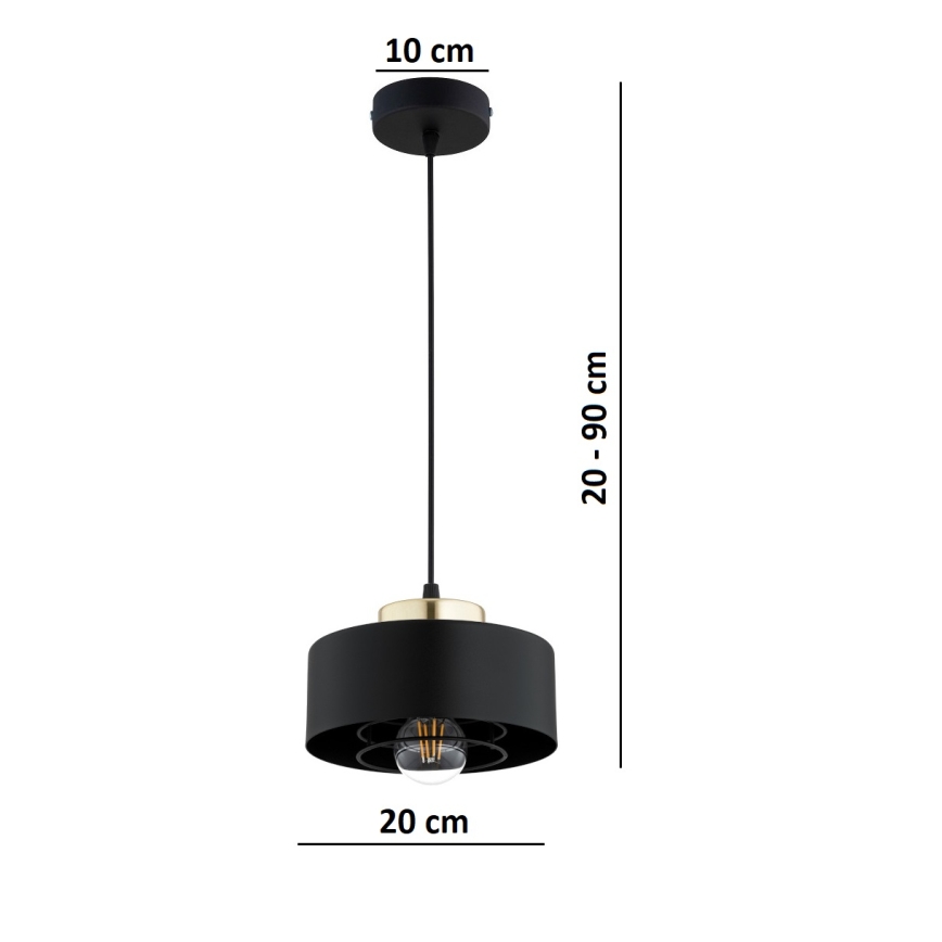 Brilagi - Lustră suspendată pe cablu SPRING 1xE27/60W/230V Ø20 cm negru/auriu