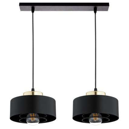 Brilagi - Lustră suspendată pe cablu SPRING 2xE27/60W/230V negru/auriu