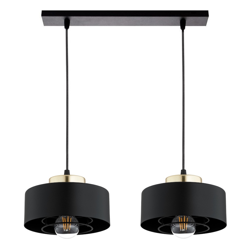 Brilagi - Lustră suspendată pe cablu SPRING 2xE27/60W/230V negru/auriu