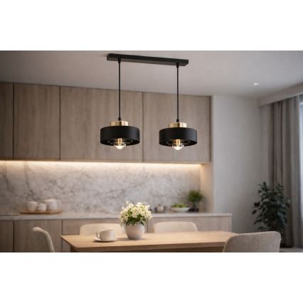 Brilagi - Lustră suspendată pe cablu SPRING 2xE27/60W/230V negru/auriu