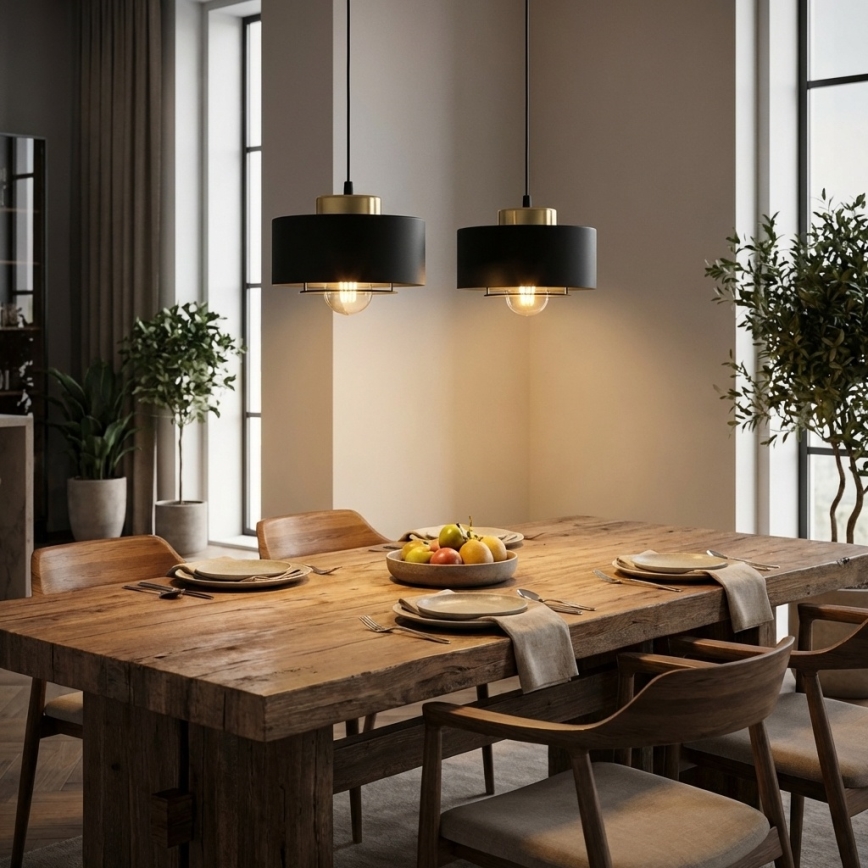 Brilagi - Lustră suspendată pe cablu SPRING 2xE27/60W/230V negru/auriu