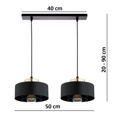 Brilagi - Lustră suspendată pe cablu SPRING 2xE27/60W/230V negru/auriu