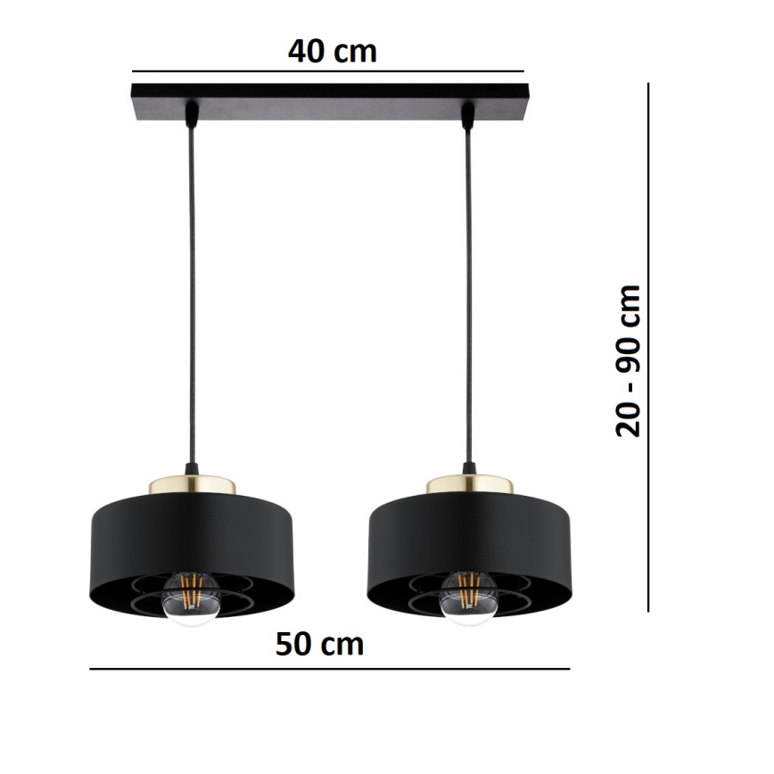 Brilagi - Lustră suspendată pe cablu SPRING 2xE27/60W/230V negru/auriu