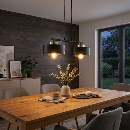 Brilagi - Lustră suspendată pe cablu SPRING 2xE27/60W/230V negru/auriu