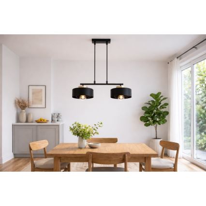 Brilagi - Lustră suspendată pe cablu SPRING 2xE27/60W/230V negru/auriu