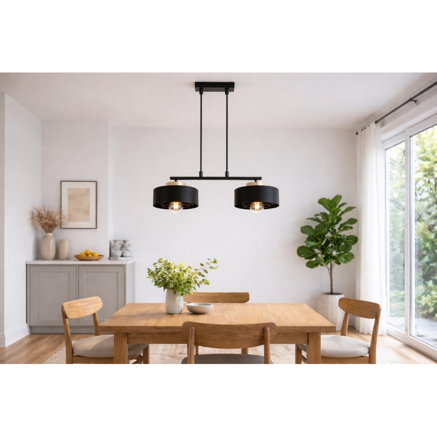 Brilagi - Lustră suspendată pe cablu SPRING 2xE27/60W/230V negru/auriu