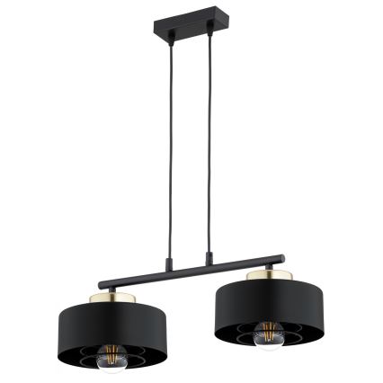 Brilagi - Lustră suspendată pe cablu SPRING 2xE27/60W/230V negru/auriu