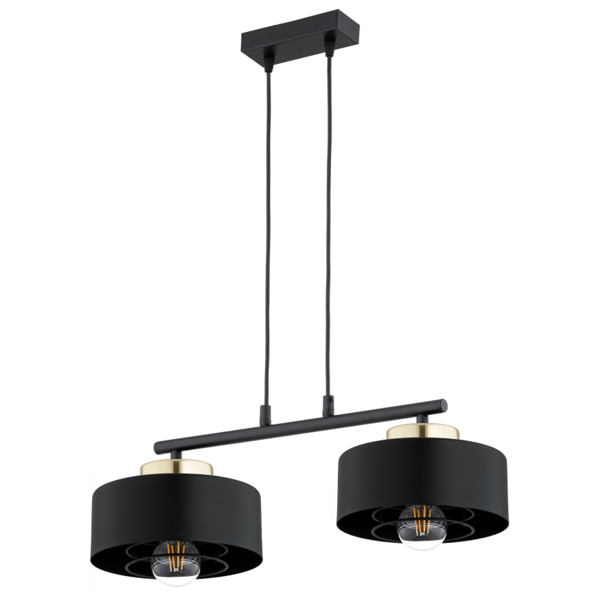 Brilagi - Lustră suspendată pe cablu SPRING 2xE27/60W/230V negru/auriu