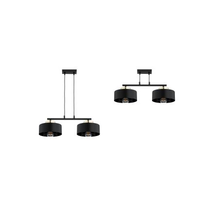 Brilagi - Lustră suspendată pe cablu SPRING 2xE27/60W/230V negru/auriu