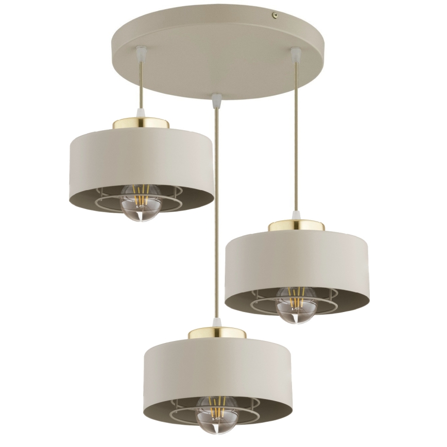 Brilagi - Lustră suspendată pe cablu SPRING 3xE27/60W/230V bej/auriu