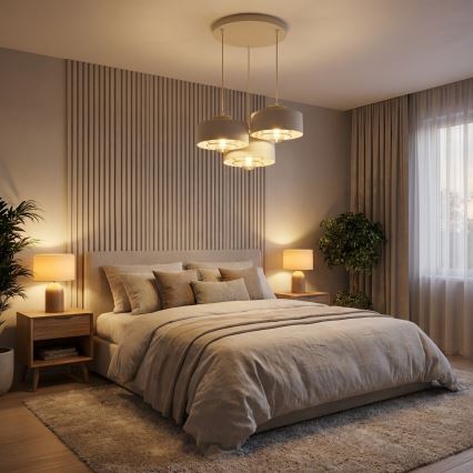 Brilagi - Lustră suspendată pe cablu SPRING 3xE27/60W/230V bej/auriu