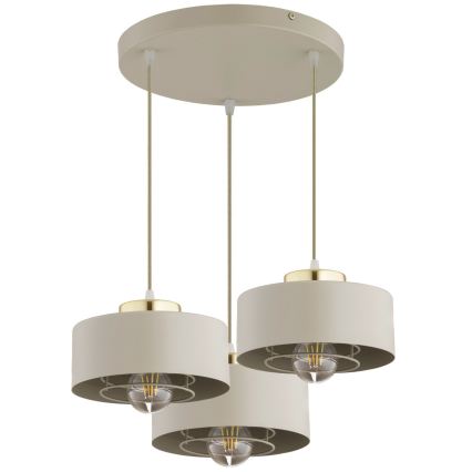 Brilagi - Lustră suspendată pe cablu SPRING 3xE27/60W/230V bej/auriu