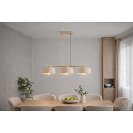 Brilagi - Lustră suspendată pe cablu SPRING 3xE27/60W/230V bej/auriu