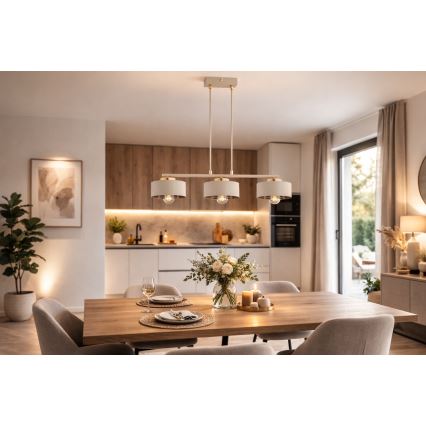 Brilagi - Lustră suspendată pe cablu SPRING 3xE27/60W/230V bej/auriu