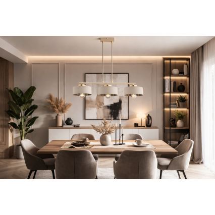 Brilagi - Lustră suspendată pe cablu SPRING 3xE27/60W/230V bej/auriu
