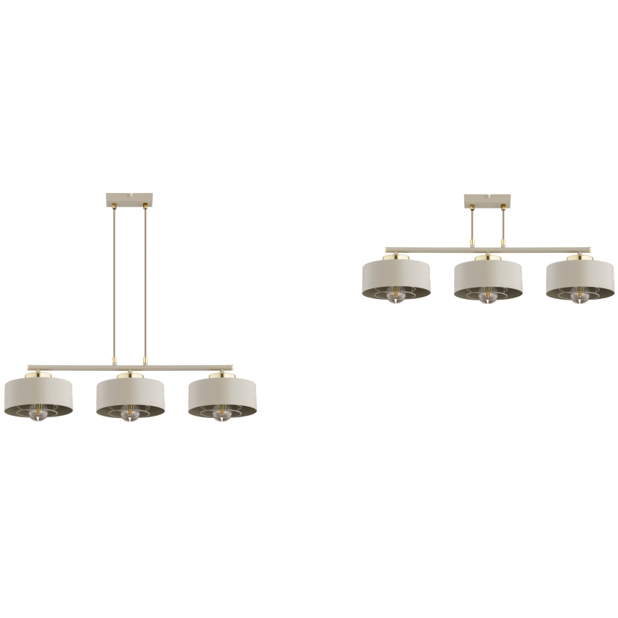 Brilagi - Lustră suspendată pe cablu SPRING 3xE27/60W/230V bej/auriu