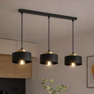 Brilagi - Lustră suspendată pe cablu SPRING 3xE27/60W/230V negru/auriu