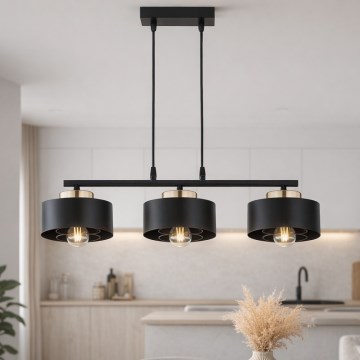 Brilagi - Lustră suspendată pe cablu SPRING 3xE27/60W/230V negru/auriu