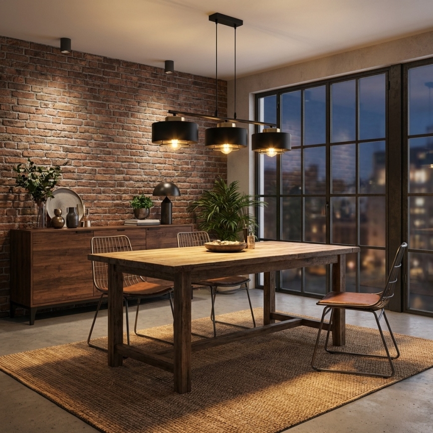 Brilagi - Lustră suspendată pe cablu SPRING 3xE27/60W/230V negru/auriu