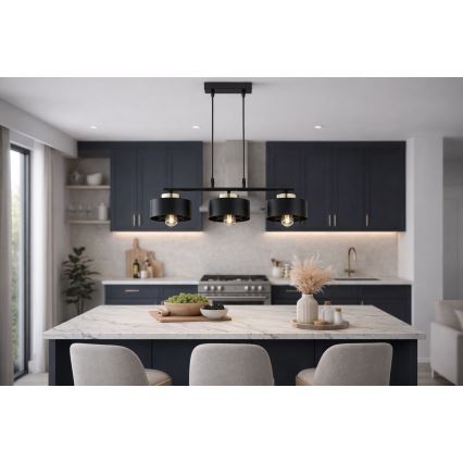 Brilagi - Lustră suspendată pe cablu SPRING 3xE27/60W/230V negru/auriu
