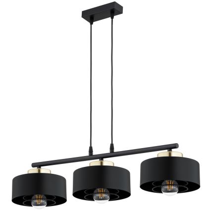 Brilagi - Lustră suspendată pe cablu SPRING 3xE27/60W/230V negru/auriu