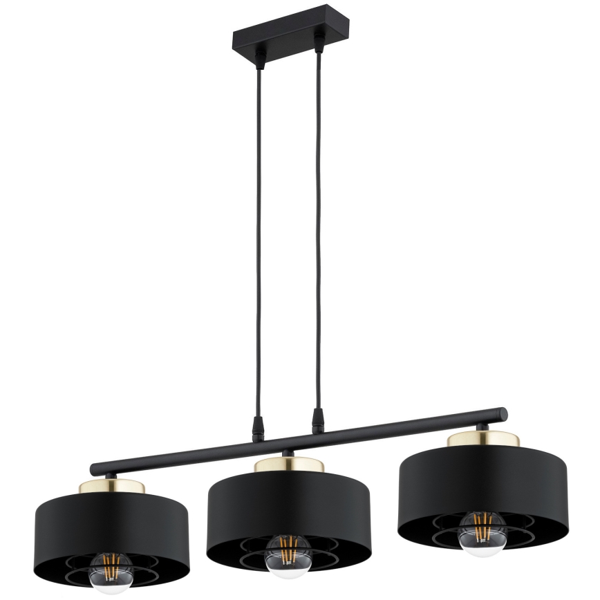 Brilagi - Lustră suspendată pe cablu SPRING 3xE27/60W/230V negru/auriu