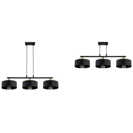 Brilagi - Lustră suspendată pe cablu SPRING 3xE27/60W/230V negru/auriu