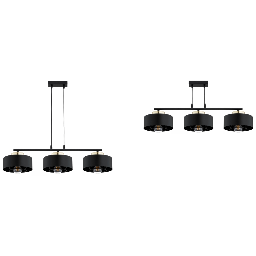 Brilagi - Lustră suspendată pe cablu SPRING 3xE27/60W/230V negru/auriu