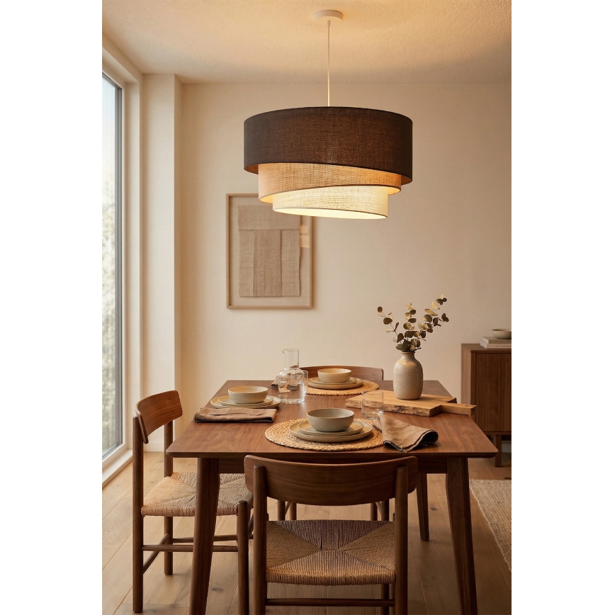 Brilagi - Lustră suspendată pe cablu TRIO, 3x E27/60W/230V, diametru 60 cm, maro/bej/alb