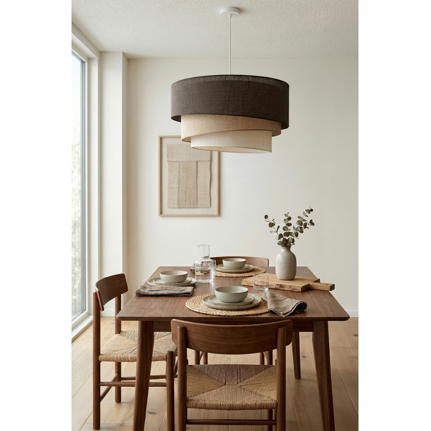 Brilagi - Lustră suspendată pe cablu TRIO, 3x E27/60W/230V, diametru 60 cm, maro/bej/alb