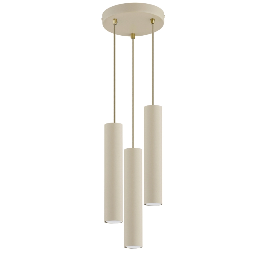 Brilagi - Lustră suspendată pe cablu TUBE 3xGU10/15W/230V bej/auriu
