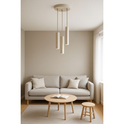 Brilagi - Lustră suspendată pe cablu TUBE 3xGU10/15W/230V bej/auriu