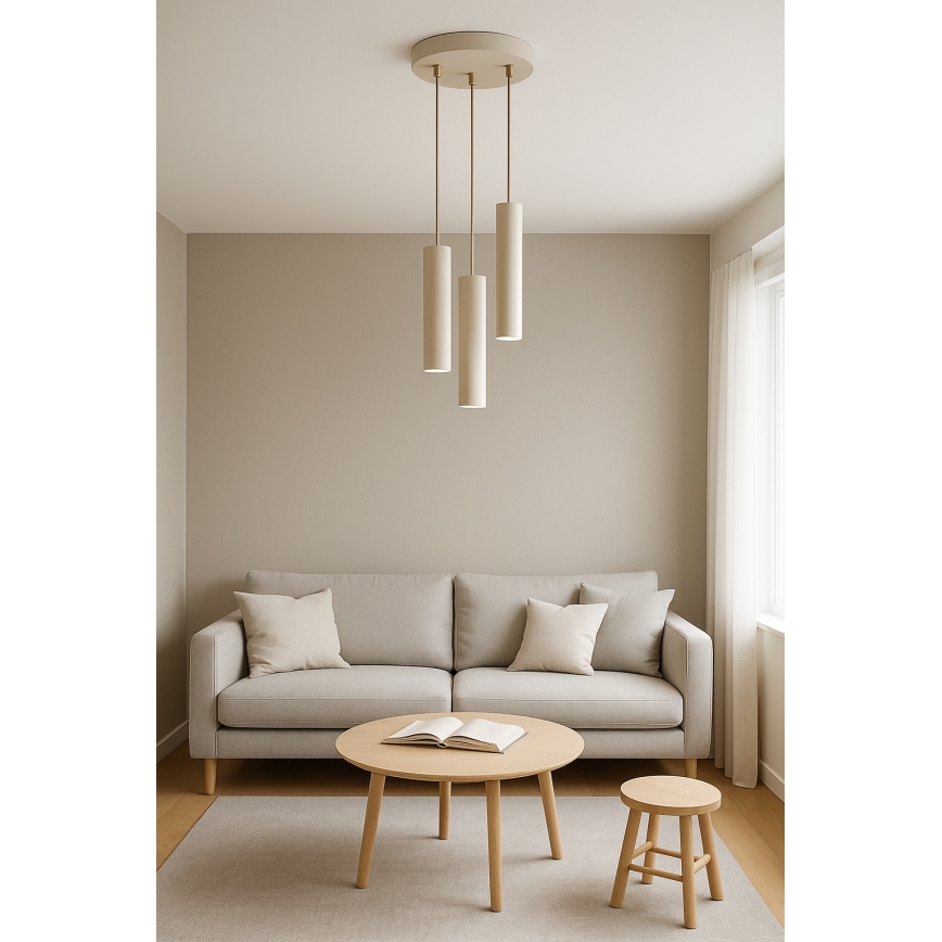 Brilagi - Lustră suspendată pe cablu TUBE 3xGU10/15W/230V bej/auriu
