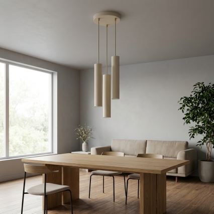 Brilagi - Lustră suspendată pe cablu TUBE 3xGU10/15W/230V bej/auriu
